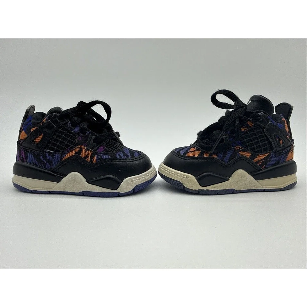 Nike Air Jordan 4 Retro Toddler Size 4C BQ9041-005 Purple Orange Black 2019